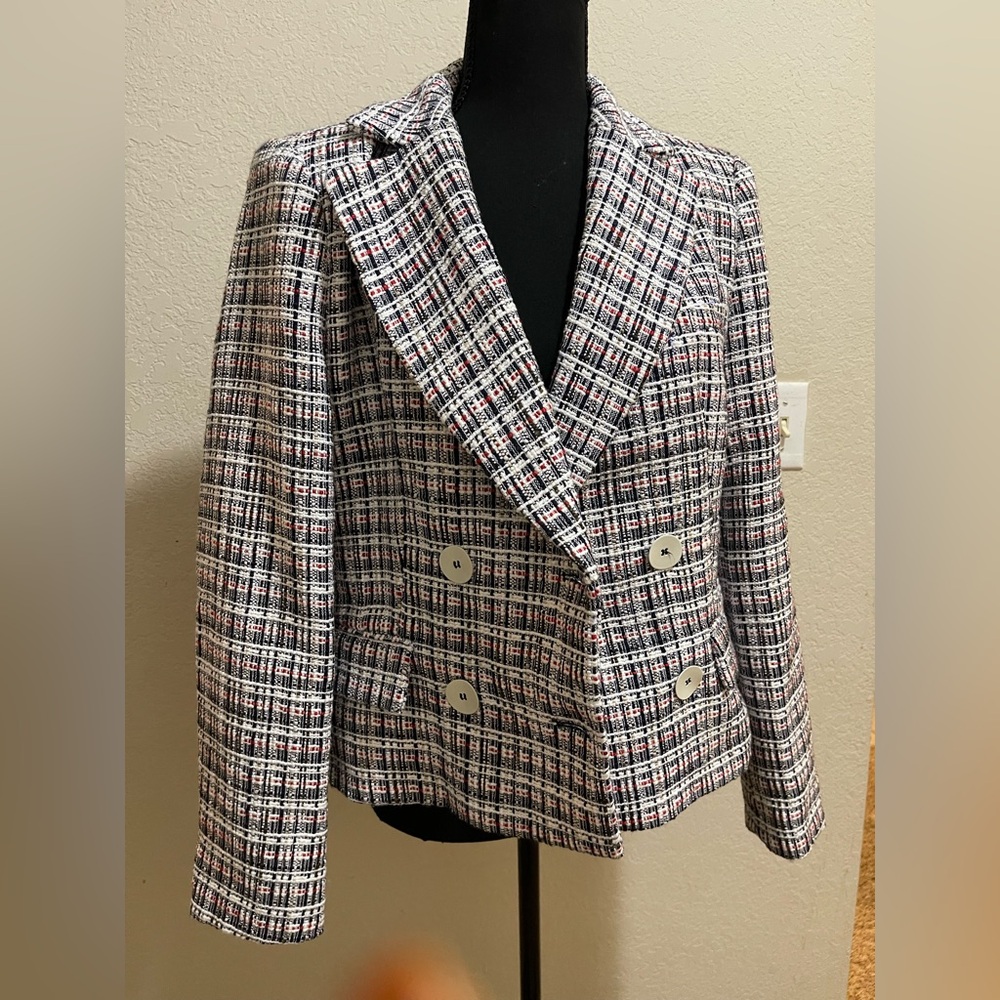 Zara Checkered Double-Breasted Blazer